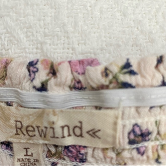 REWIND Cream Pink Purple Floral Off Shoulder Prairie Hippie Boho Top - Picture 6 of 9